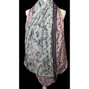 Marc Cain Sports Grey And Pink Snake Print Scarf